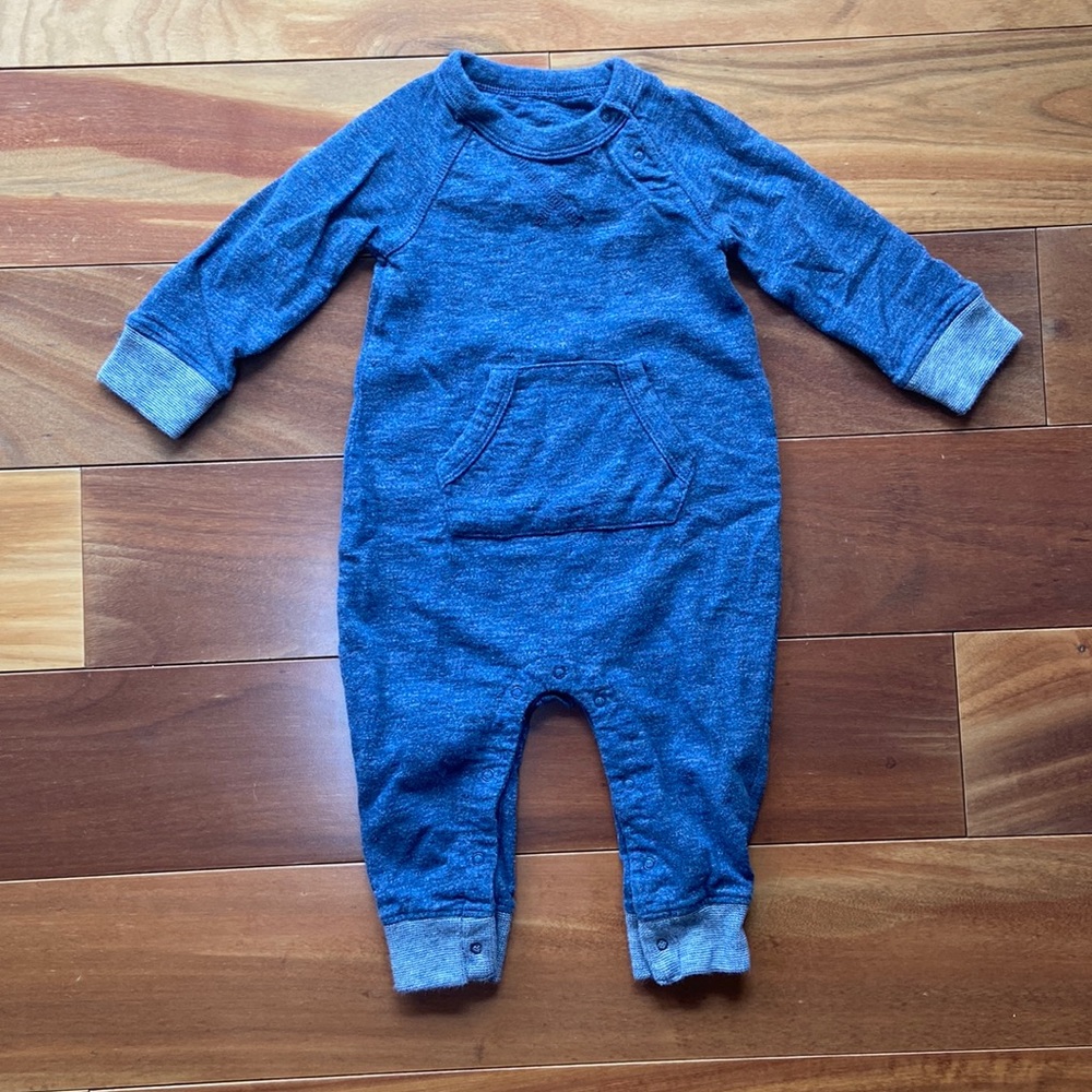 Baby GAP 6-12M Blue Heather Long sleeve 100% Cotton Sweatshirt Romper
